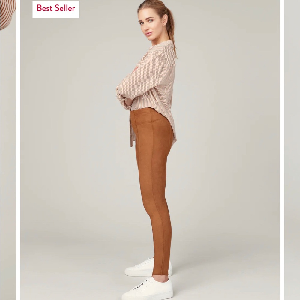 SPANX Faux Suede Leggings Size L, Rich Caramel  #20322R NEW NWT Retail $98